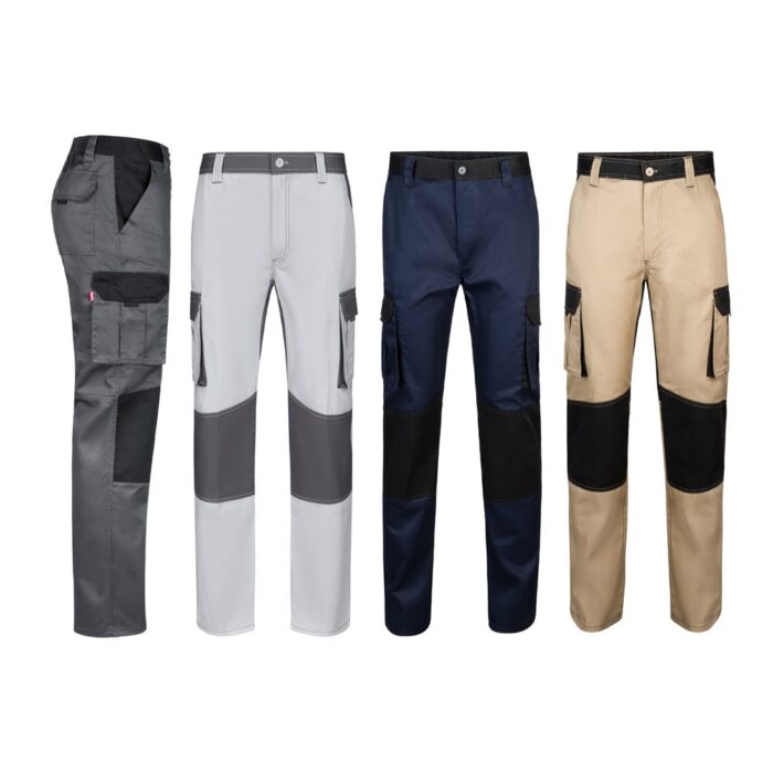 VL NJORD. Zweifarbige Twill-Hose mit mehreren Taschen (240 g/m²), aus Baumwolle (35%) und Polyester (65%)-36029