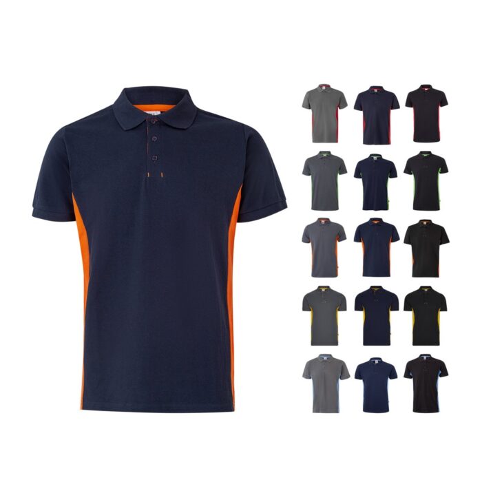 VL SUPAY. Zweifarbiges Piqué-Poloshirt (180 g/m²), kurzärmelig, aus Baumwolle (60%) und Polyester (40%)-36039
