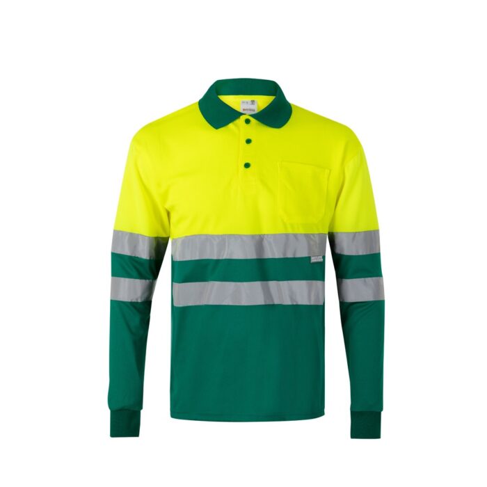 VL VULCAN LARGE. Zweifarbiges Poloshirt im Bird-Eye-Design (160g/m²) mit langen Ärmeln, aus Polyester (100%)-36069 – Bild 10