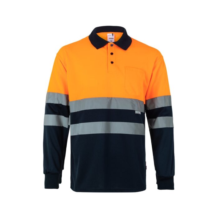 VL VULCAN LARGE. Zweifarbiges Poloshirt im Bird-Eye-Design (160g/m²) mit langen Ärmeln, aus Polyester (100%)-36069 – Bild 12