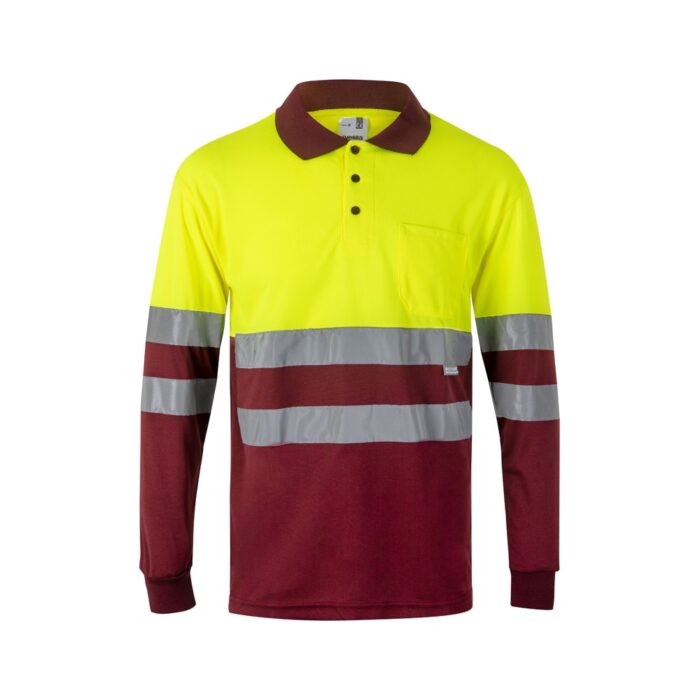 VL VULCAN LARGE. Zweifarbiges Poloshirt im Bird-Eye-Design (160g/m²) mit langen Ärmeln, aus Polyester (100%)-36069 – Bild 18