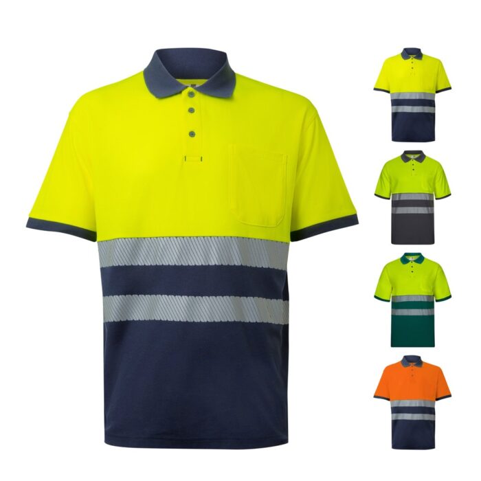 VL ACHELOUS. Zweifarbiges Piqué-Poloshirt (150g/m²) mit kurzen Ärmeln, aus Baumwolle (55%) und Polyester (45%)-36100